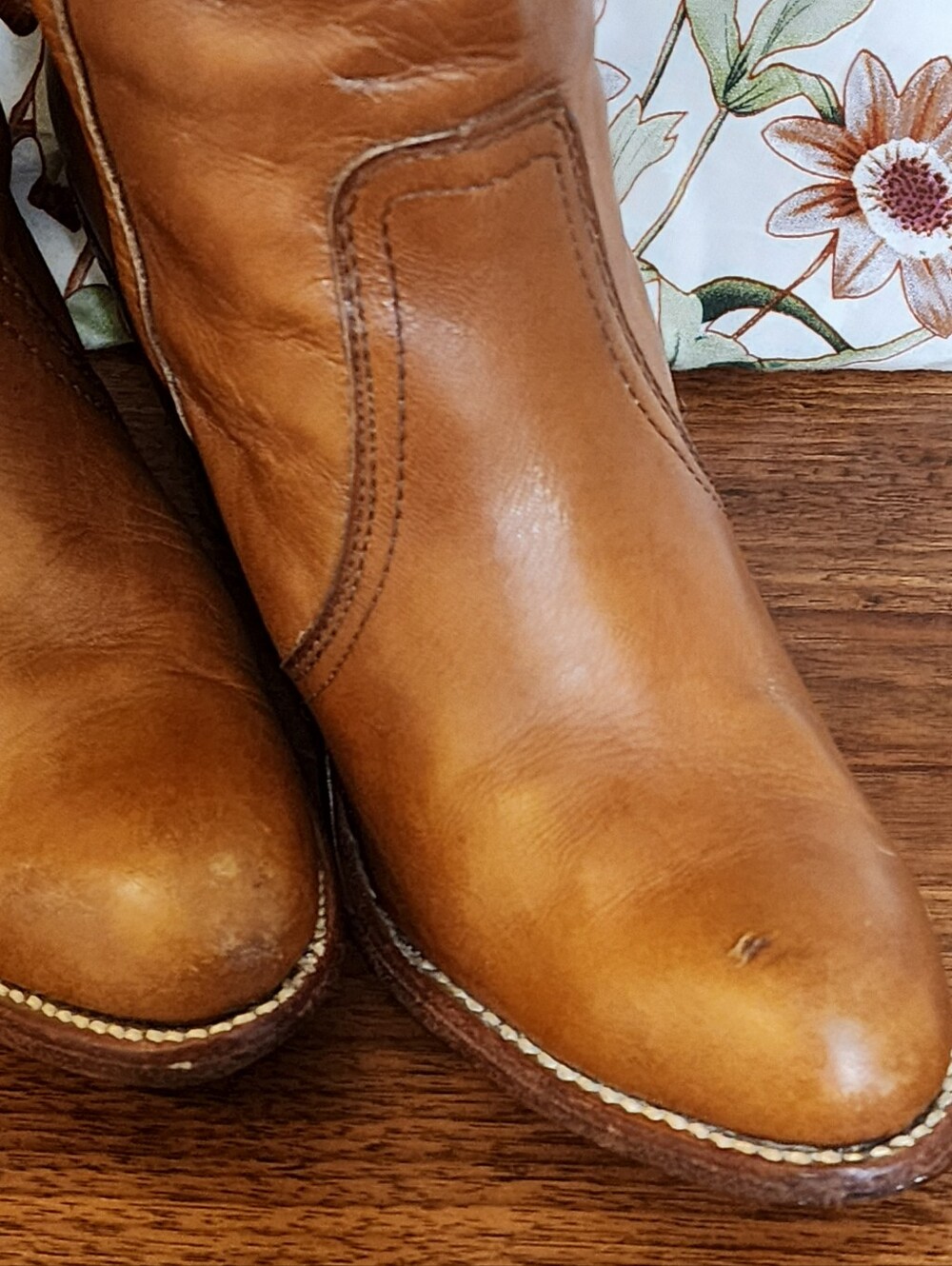 Frye Black Label Campus Boots – Vtg 70's – Women’s 9 B – Cognac Tan Leather – - Picture 9 of 16